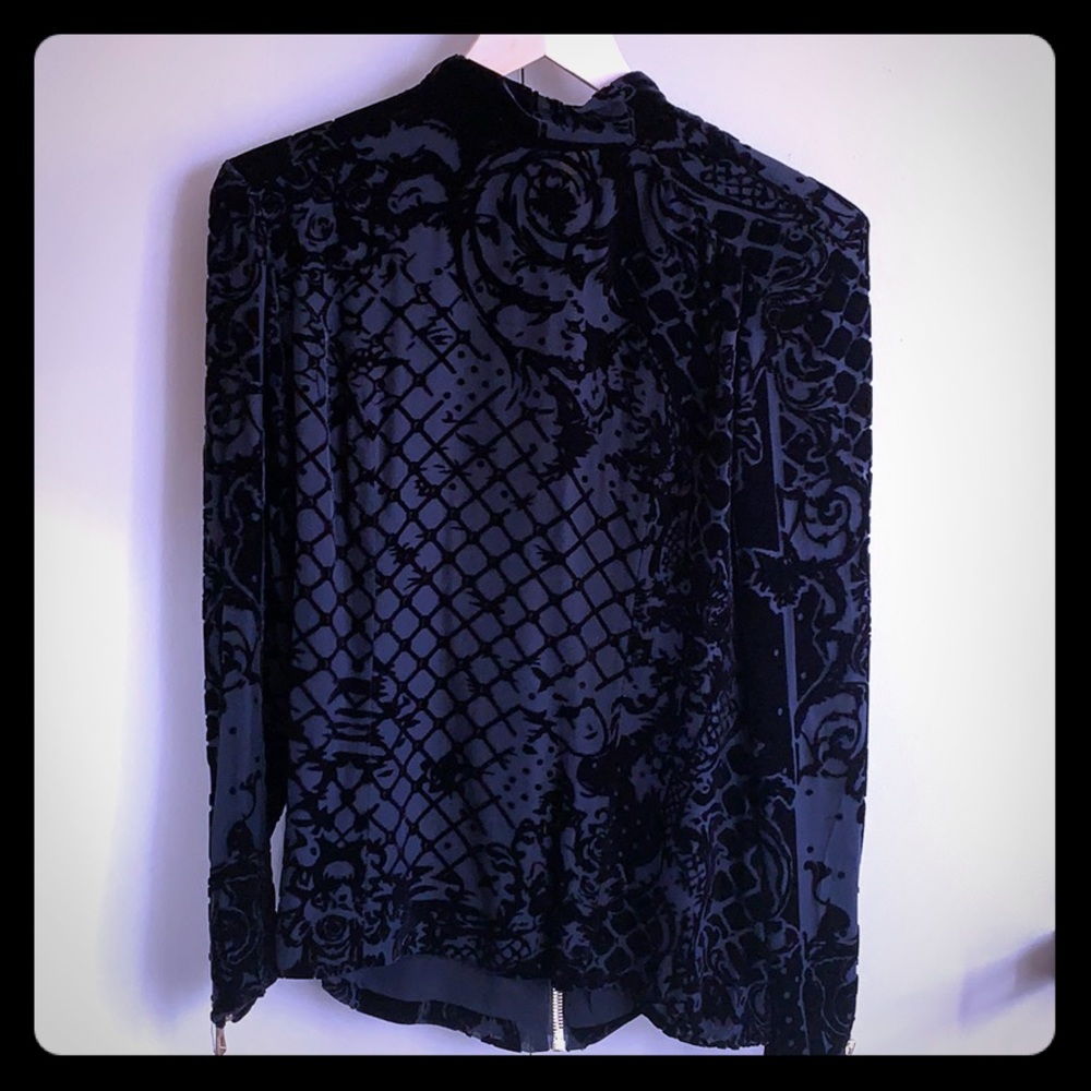 Balmain x H&M black velvet burnout top NWOT